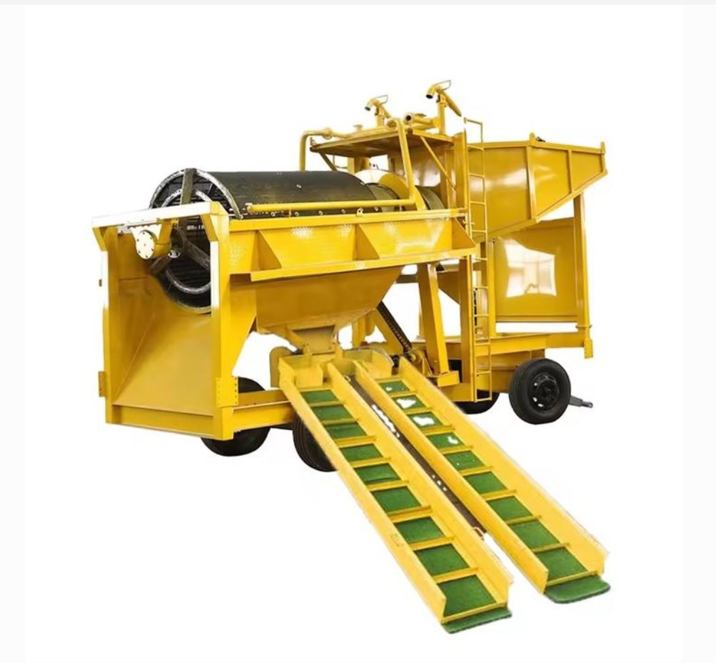 WSHT Gran Trommel de Pantalla para Oro Grande móvil de Equipamiento de Lavado de Arena de Río de Oro de Alta Capacidad Máquina de Ensayo Rotativa para Oro de Placer