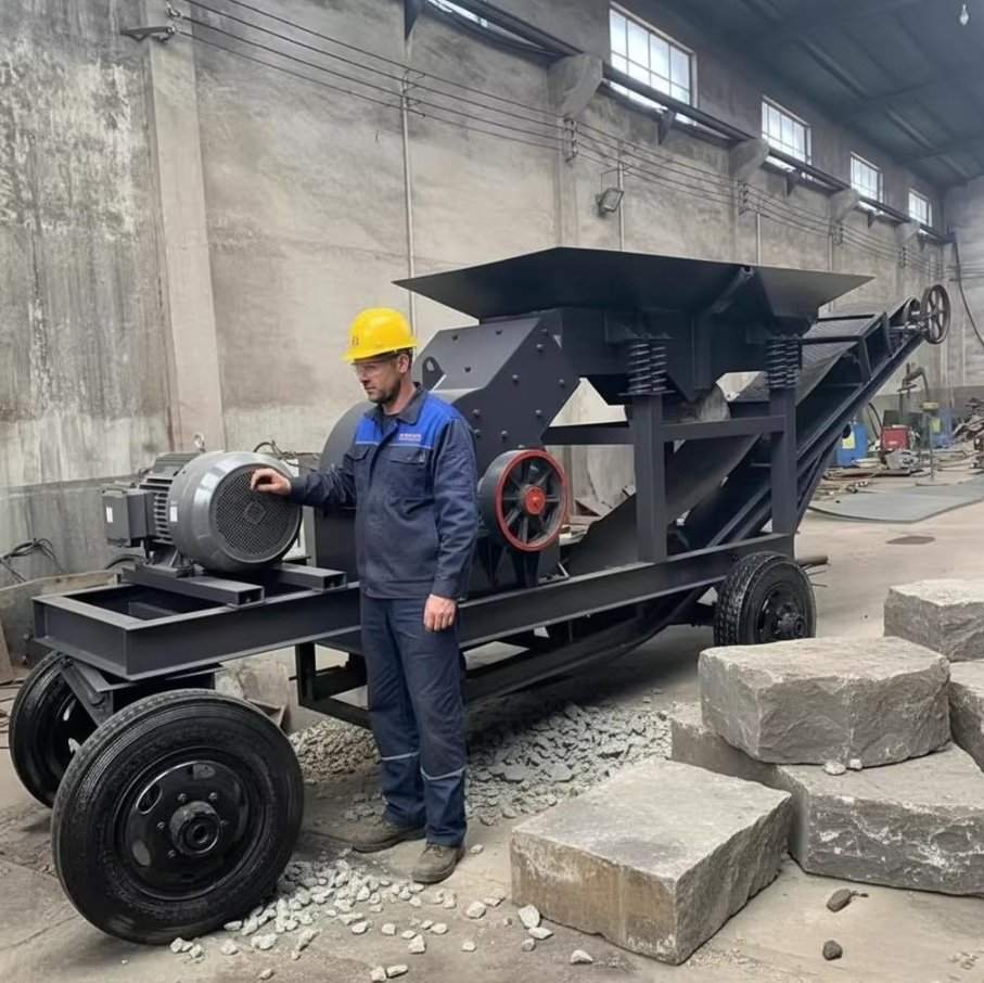 WSHT Trituradora de Martillos Diesel de Tipo Rueda Máquina de Trituración de Piedra Portátil Montada en Neumáticos