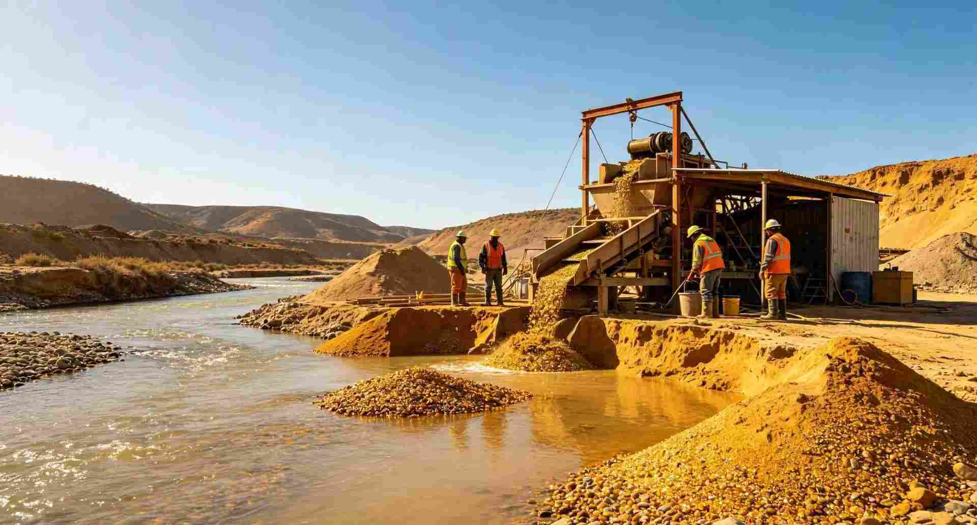 Método de minería de oro en río económico